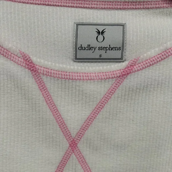 Dudley Stephens Somerset Ribbed Sweatshirt White and Pink Women’s  Small - Picture 3 of 3
